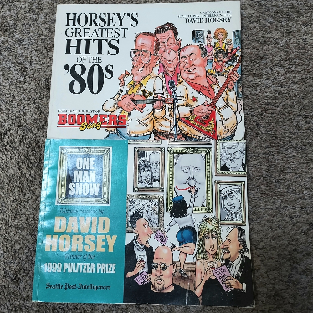 Comic Strip Book Set David Horsey "One Man Show" "Greatest Hits Of The 80s"
